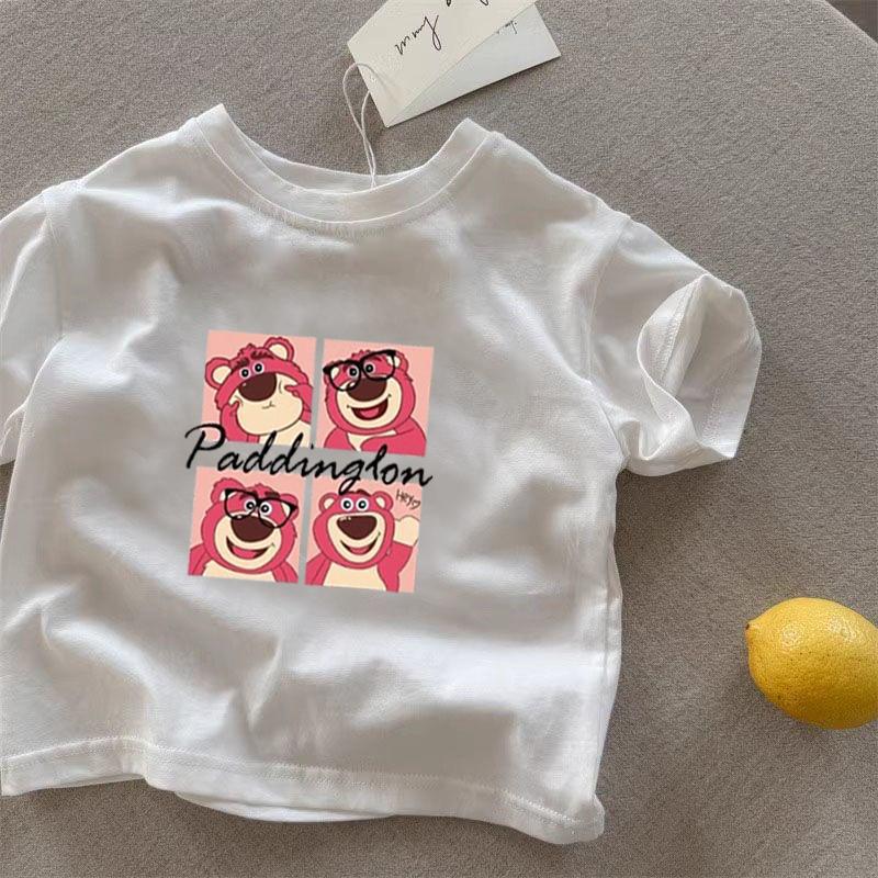 Kids Strawberry Bear Cotton T-Shirt Casual Summer Top