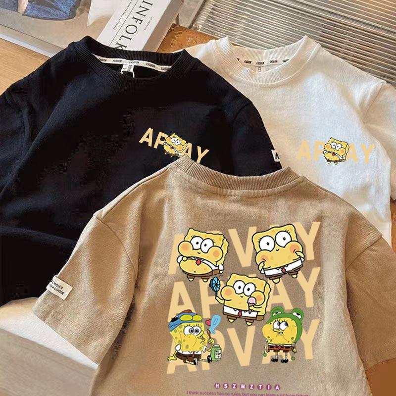 Kids Cartoon Cotton T-Shirt Summer Short Sleeve Casual Top