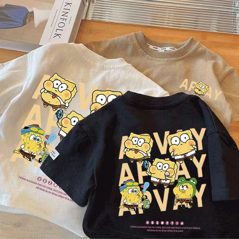 Kids Cartoon Cotton T-Shirt Summer Short Sleeve Casual Top