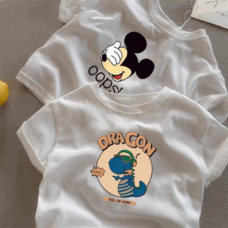 Kids Cotton Cartoon T-Shirt Summer Round Neck Casual Top