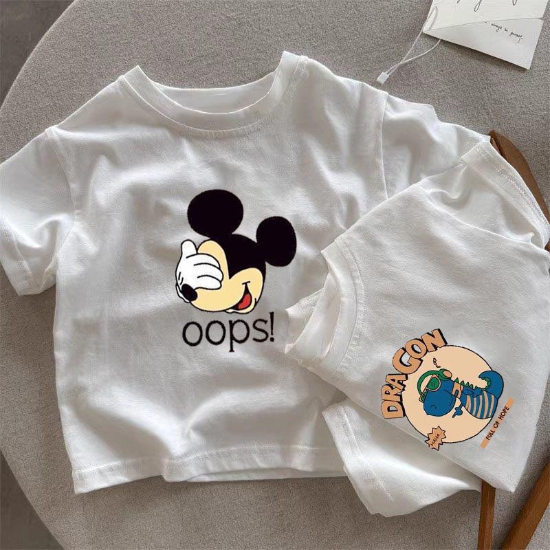 Kids Cotton Cartoon T-Shirt Summer Round Neck Casual Top