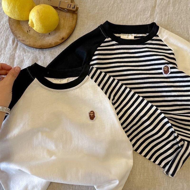 Kids Cotton Striped Long Sleeve T-Shirt Casual Round Neck Top