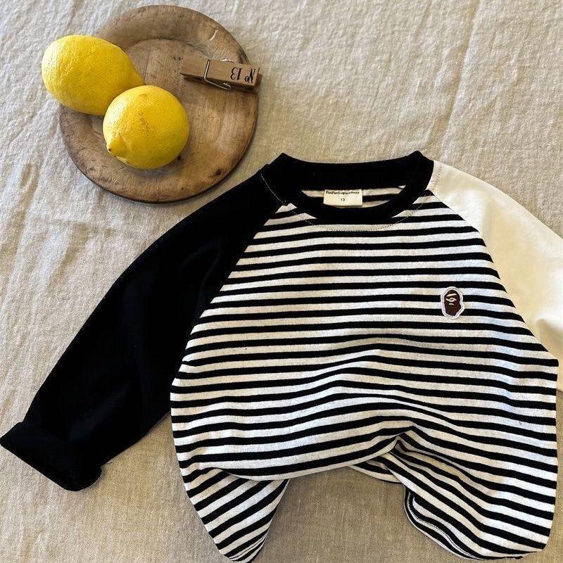 Kids Cotton Striped Long Sleeve T-Shirt Casual Round Neck Top