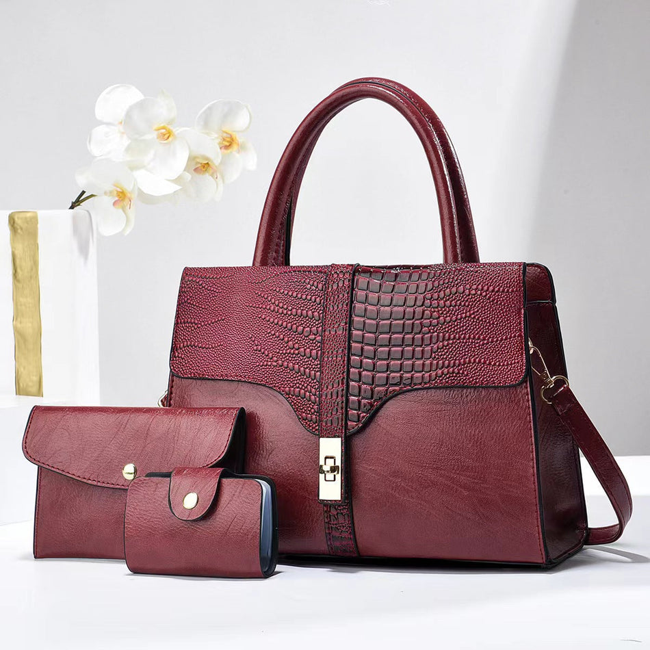 Three-Piece High-End Women Kelly Style Crossbody Bag Set