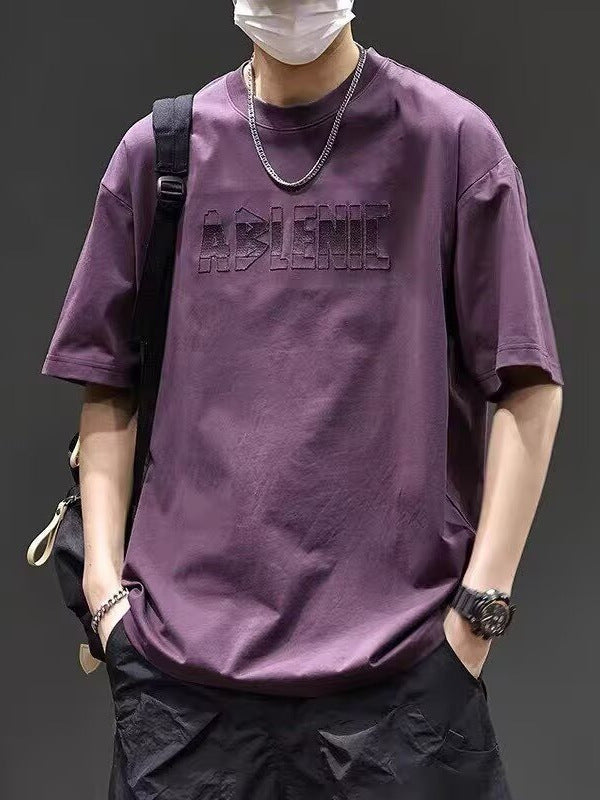 Men's Embroidered Cotton Loose Fit Casual T-Shirt