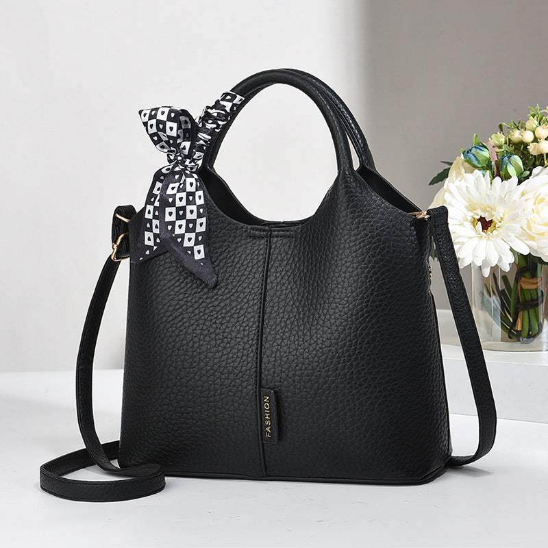 V-Shaped Woven PU Bucket Crossbody Bag for Women