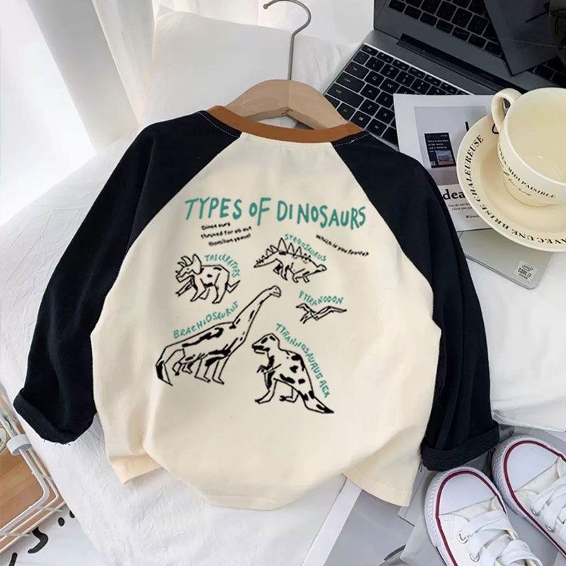 Kids Cotton Color Block Long Sleeve T-Shirt Casual Round Neck Top