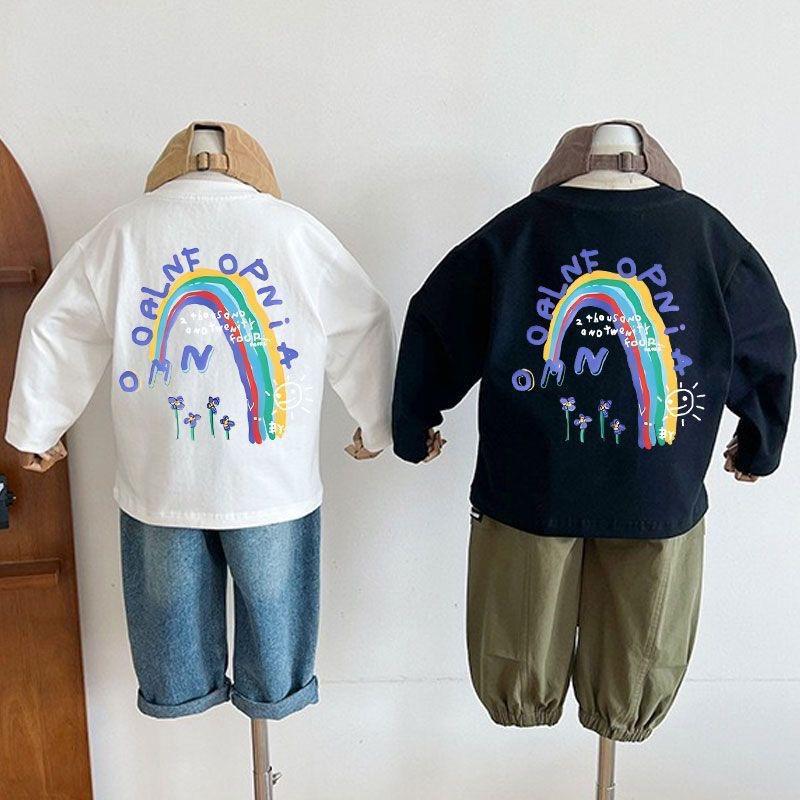 Kids Cotton Cartoon Long Sleeve T-Shirt Casual Base Top