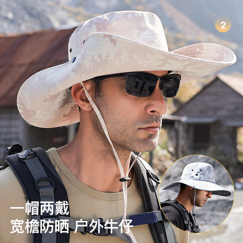 Men's Wide Brim Fishing Hat with Sun Protection and Ventilation