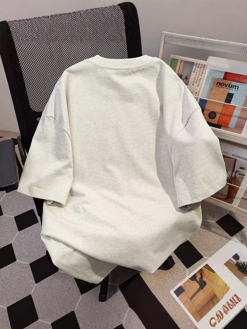 Men's Heavy Cotton Cat Print Loose Fit T-Shirt