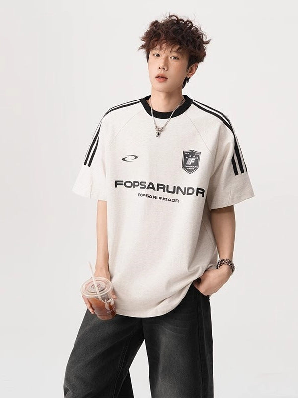 Men's High Street Stripe Letter Print T-Shirt