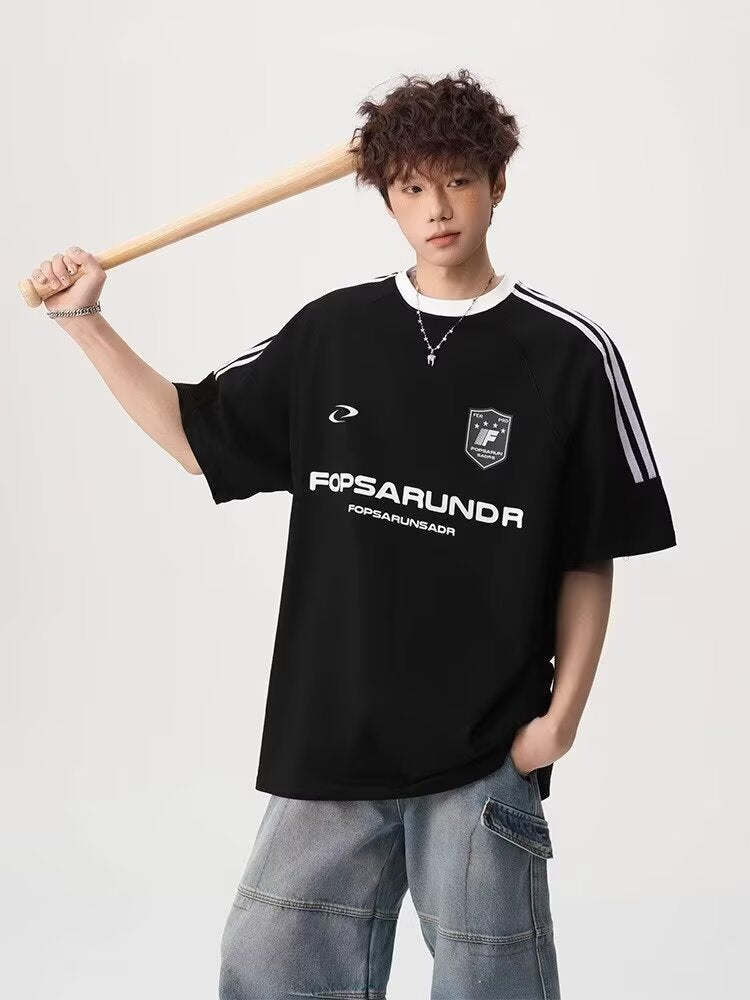 Men's High Street Stripe Letter Print T-Shirt