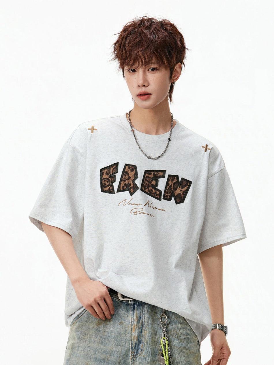 Men's Cotton Leopard Print Loose Fit T-Shirt