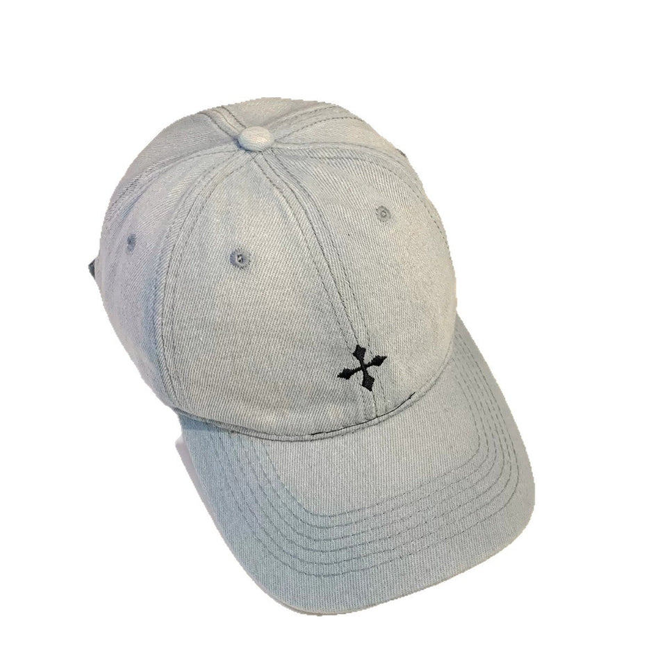 Light Blue Embroidered Canvas Baseball Cap Sun Protection