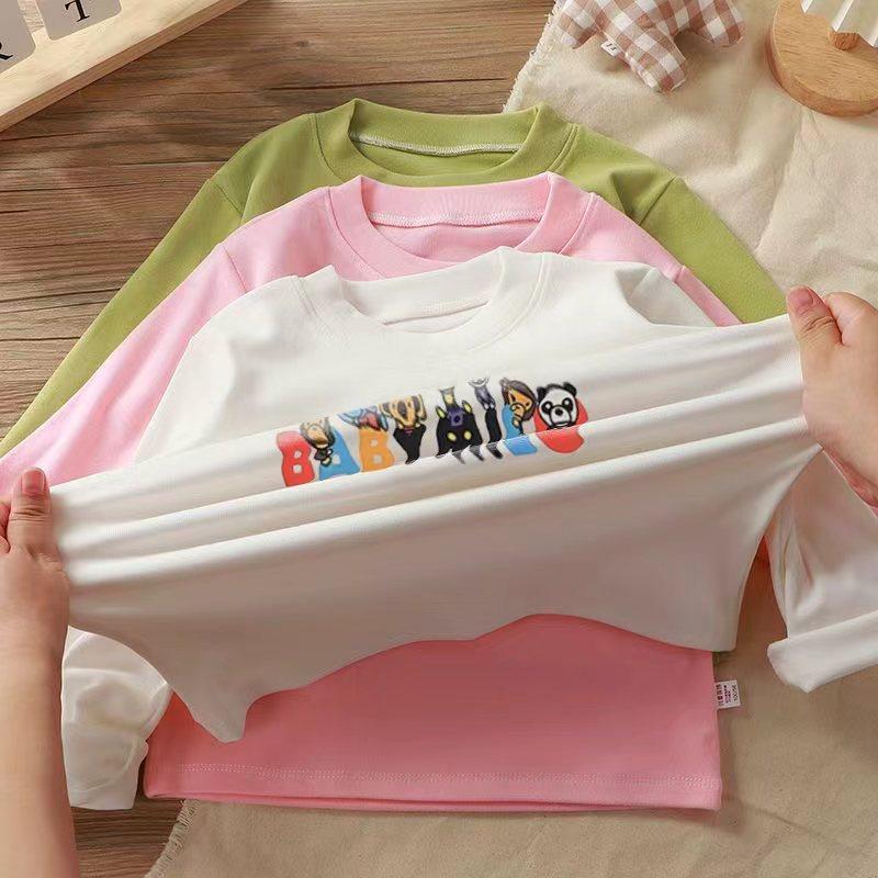 Kids Velvet Cartoon Long Sleeve T-Shirt Soft Casual Base Top