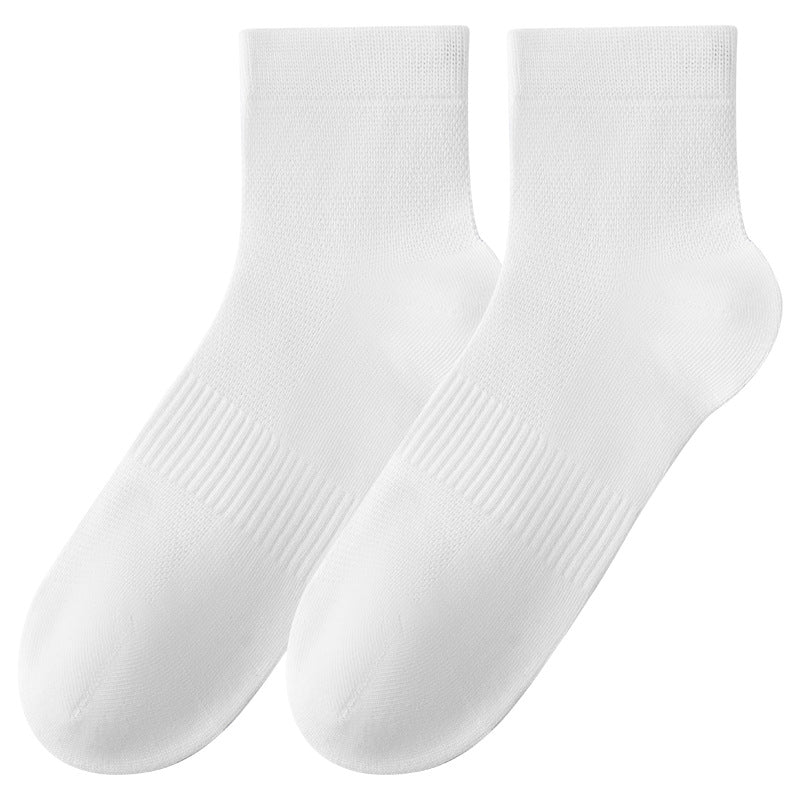 Men's Cotton Mid-Calf Socks Antibacterial Breathable Mesh Design