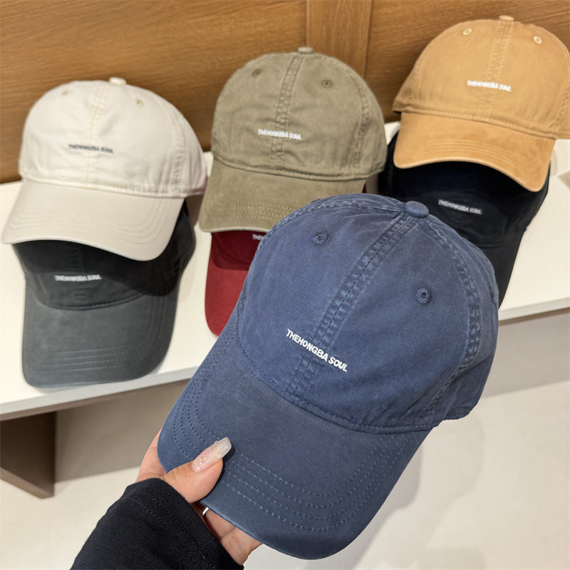 Embroidered Letter Soft Top Baseball Cap Korean Style Casual Hat