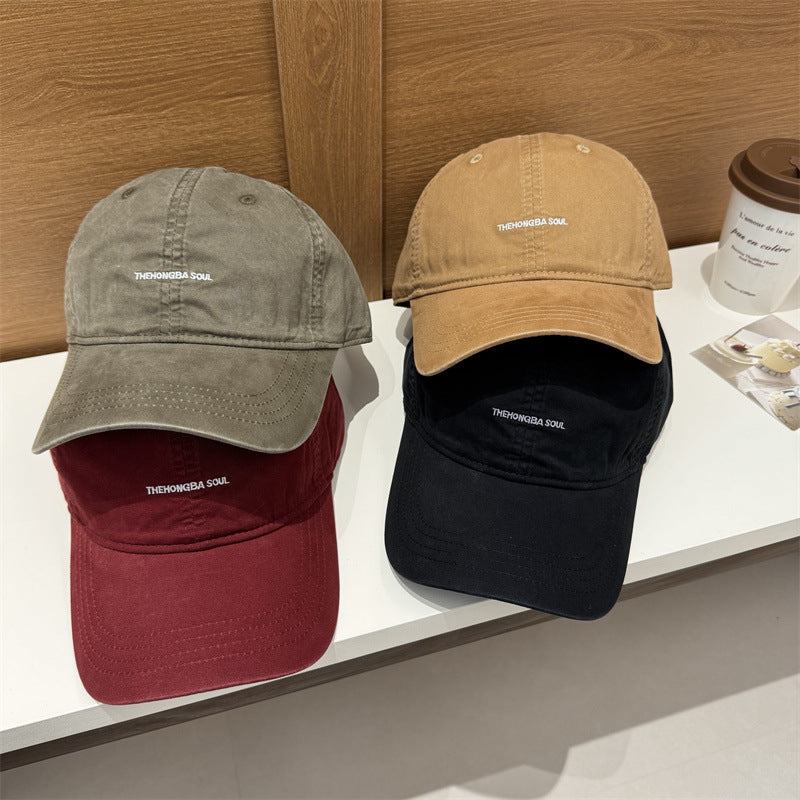 Embroidered Letter Soft Top Baseball Cap Korean Style Casual Hat