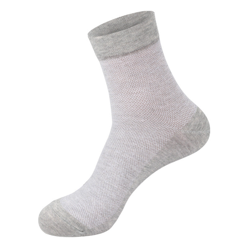 Men's Pure Cotton Mesh Mid-Calf Socks Breathable Business Design