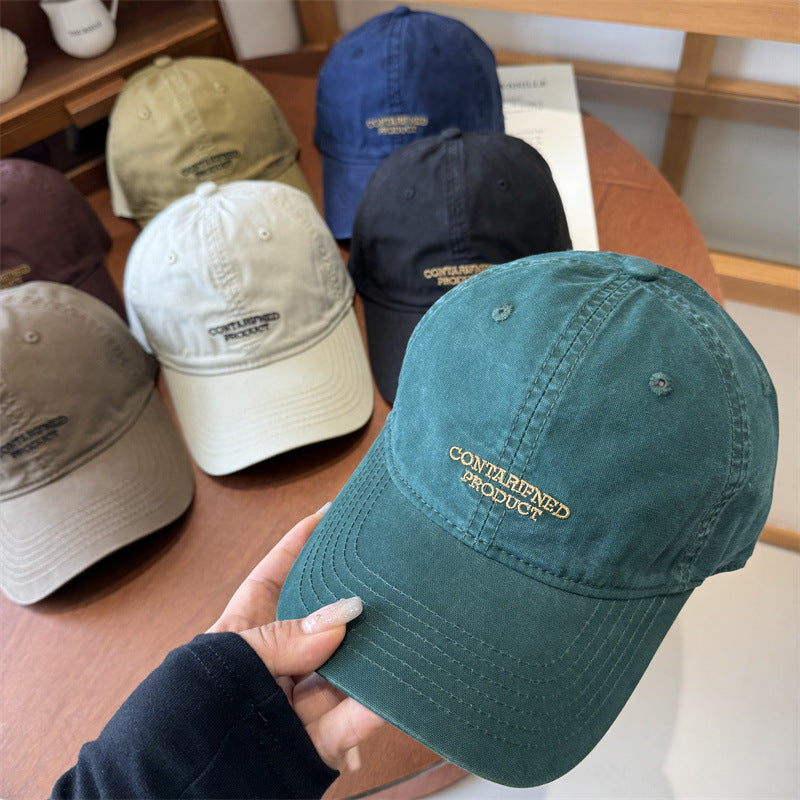 Letter Embroidery Soft Top Baseball Cap Korean Style Sun Hat