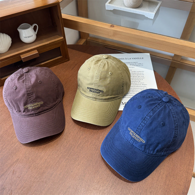 Letter Embroidery Soft Top Baseball Cap Korean Style Sun Hat