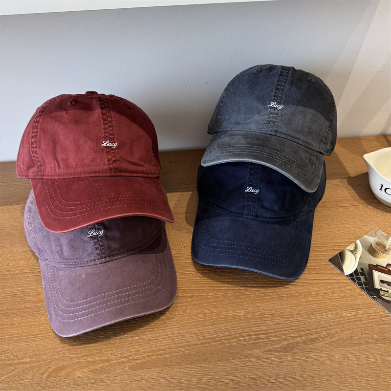 Embroidered Wide Brim Duckbill Baseball Cap Couple Hat