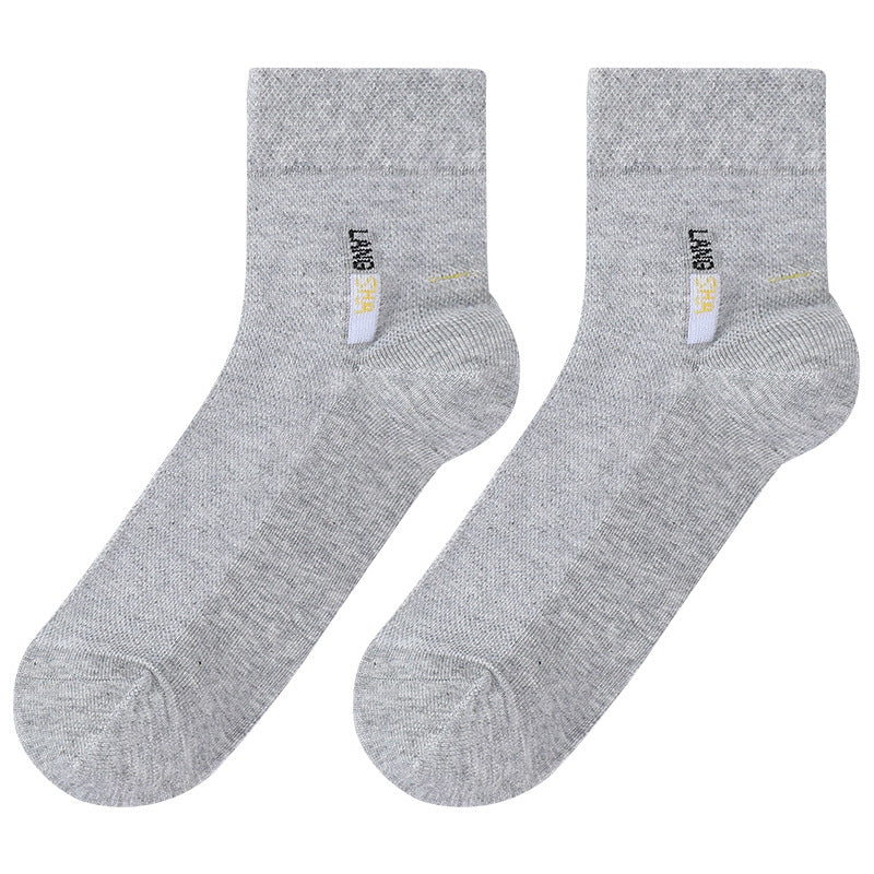 Men's Cotton Mesh Mid-Calf Socks Antibacterial Breathable Design