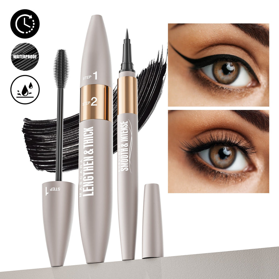 Dual-Effect Waterproof Curling Mascara Set Natural Volume