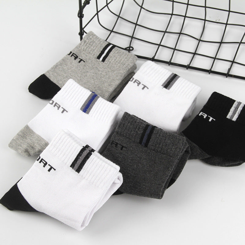 Men's Cotton Mid-Calf Sports Socks Thickened Breathable Comfort