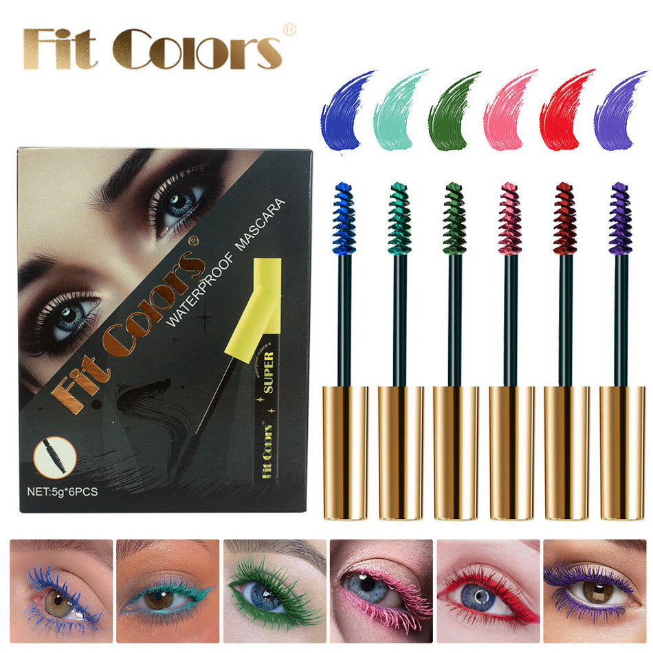6-Color Waterproof Mascara Set for Volume Curling and Definition
