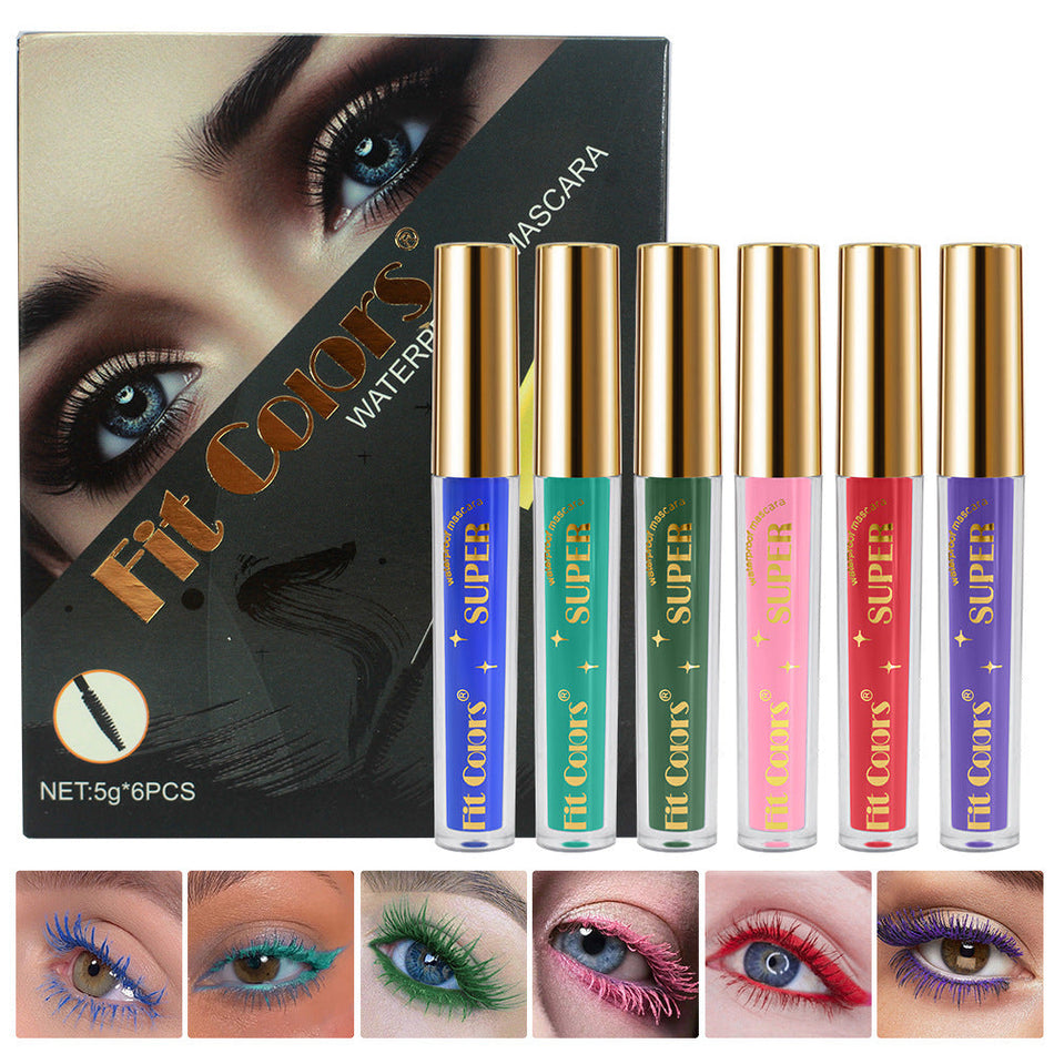 6-Color Waterproof Mascara Set for Volume Curling and Definition