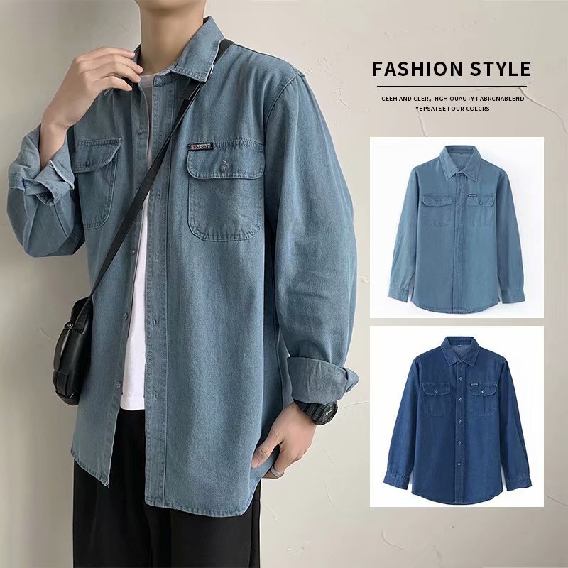 Men's Denim Loose Fit Casual Shirt Jacket