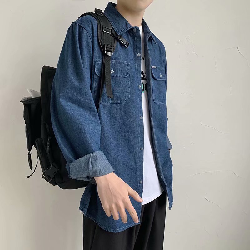 Men's Denim Loose Fit Casual Shirt Jacket