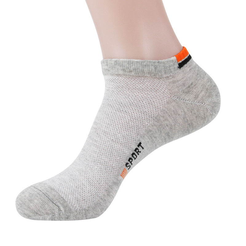 Men's Pure Cotton Low Cut Breathable Boat Socks