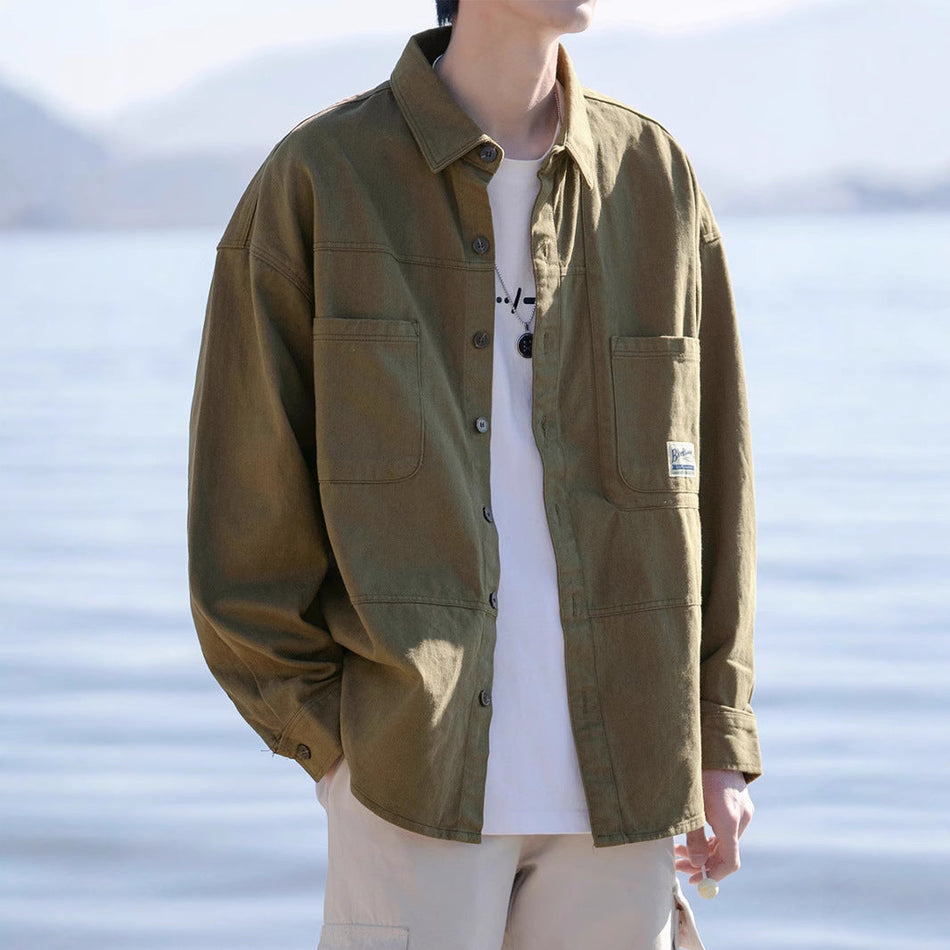 Men's Workwear Style Loose Fit Shirt Jacket