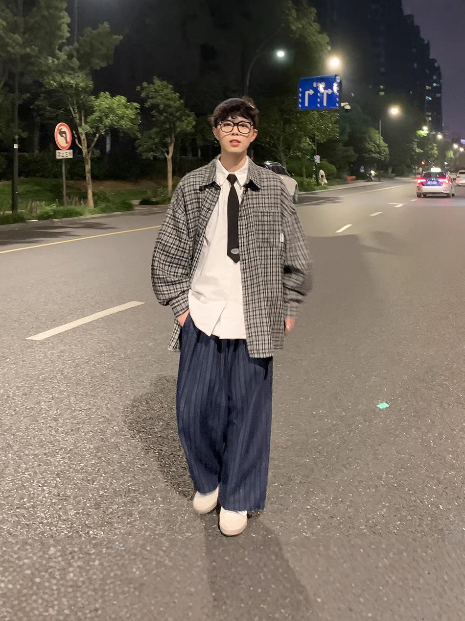 Men's Retro Contrast Plaid Shirt Jacket