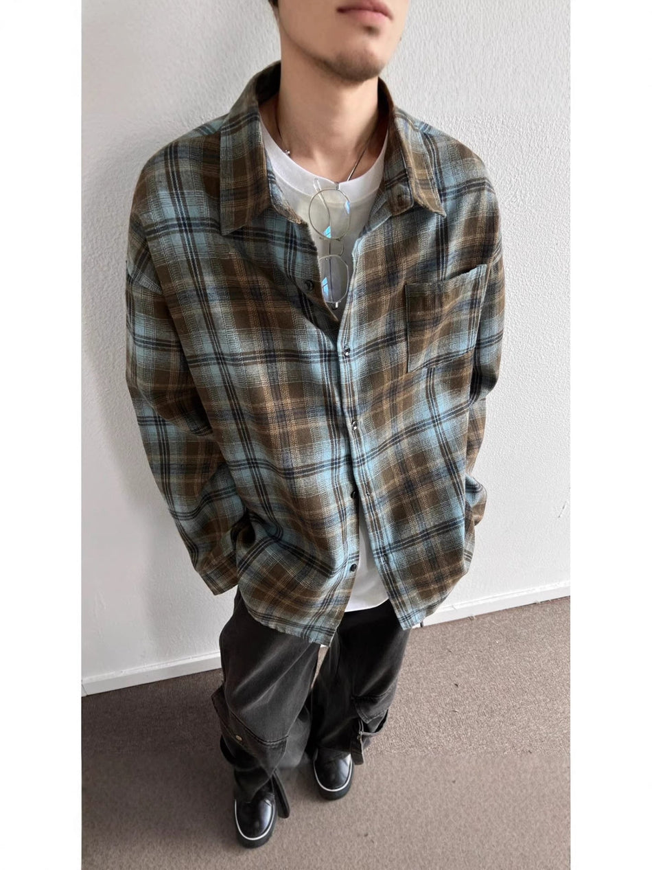 Men's Vintage Plaid Loose Fit Casual Shirt