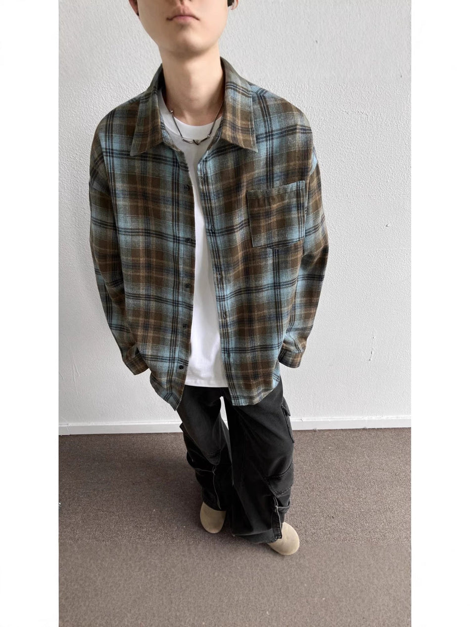 Men's Vintage Plaid Loose Fit Casual Shirt