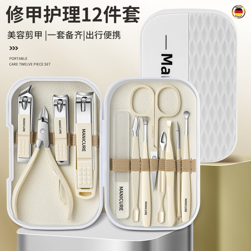 Anti-Splash Nail Clipper Set 12-Piece Stainless Steel Grooming