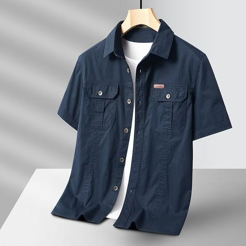 Men's Solid Color Workwear Pocket Shirt