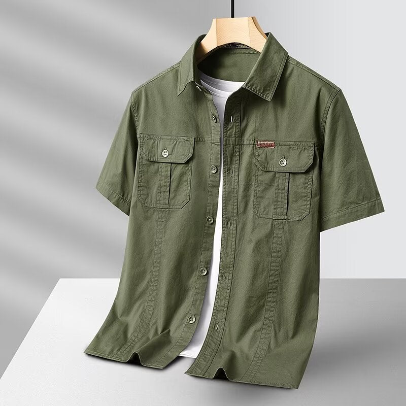 Men's Solid Color Workwear Pocket Shirt