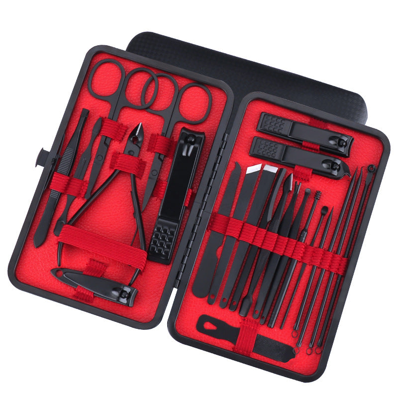 Stainless Steel Black Nail Clipper Set 23-Piece Manicure Kit
