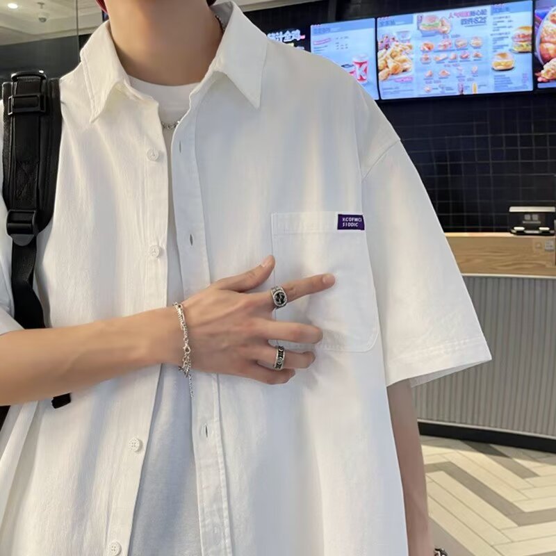Men's Japanese Style Loose Fit Summer Work Shirt