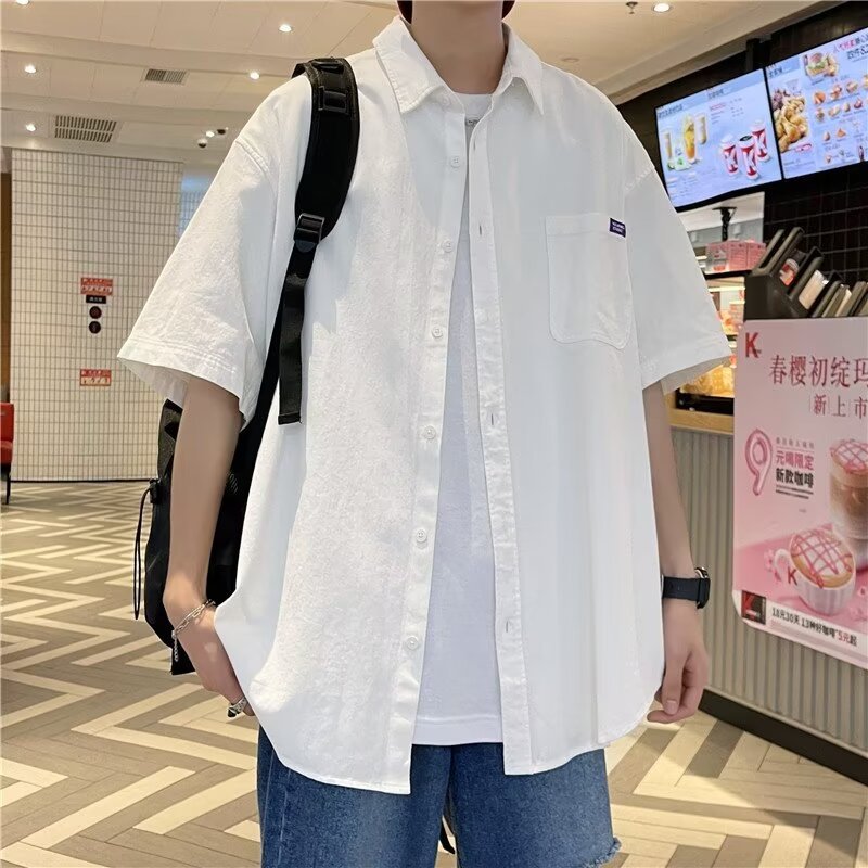 Men's Japanese Style Loose Fit Summer Work Shirt