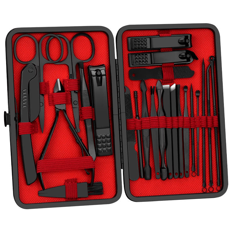 Stainless Steel Black Nail Scissors Set Home Manicure Pedicure
