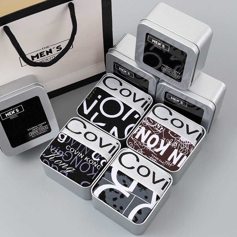 Men's Cotton Antibacterial Boxer Briefs Gift Box Set