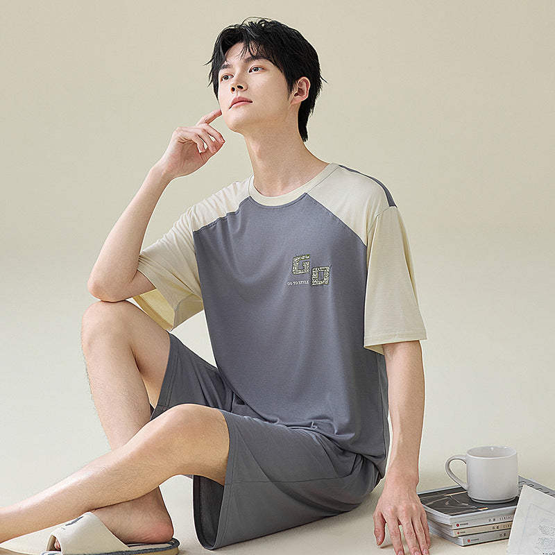 Men's Ice Silk Short Sleeve Summer Lounge Set