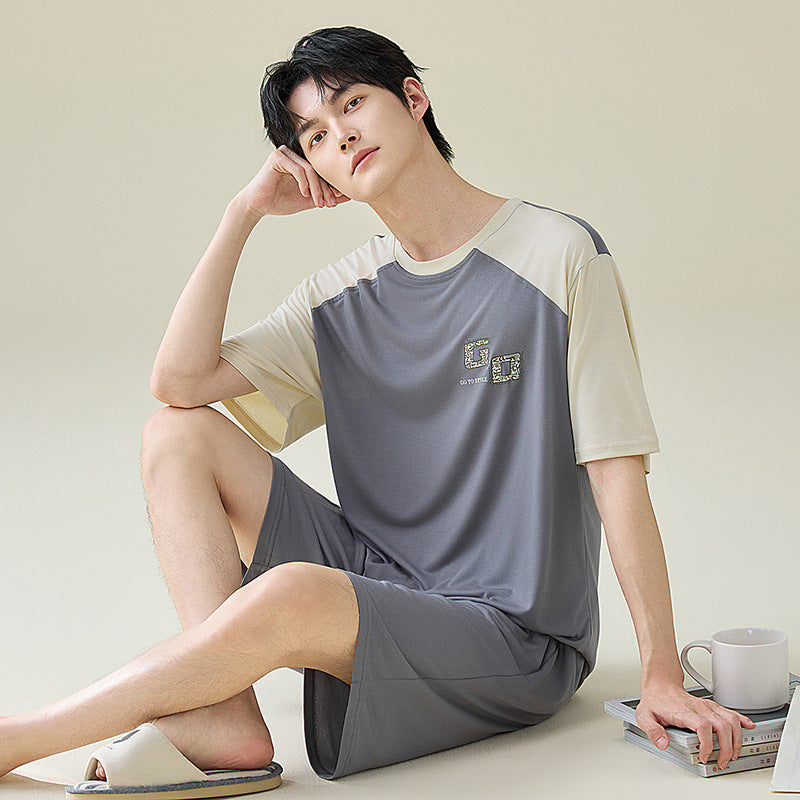 Men's Ice Silk Short Sleeve Summer Lounge Set