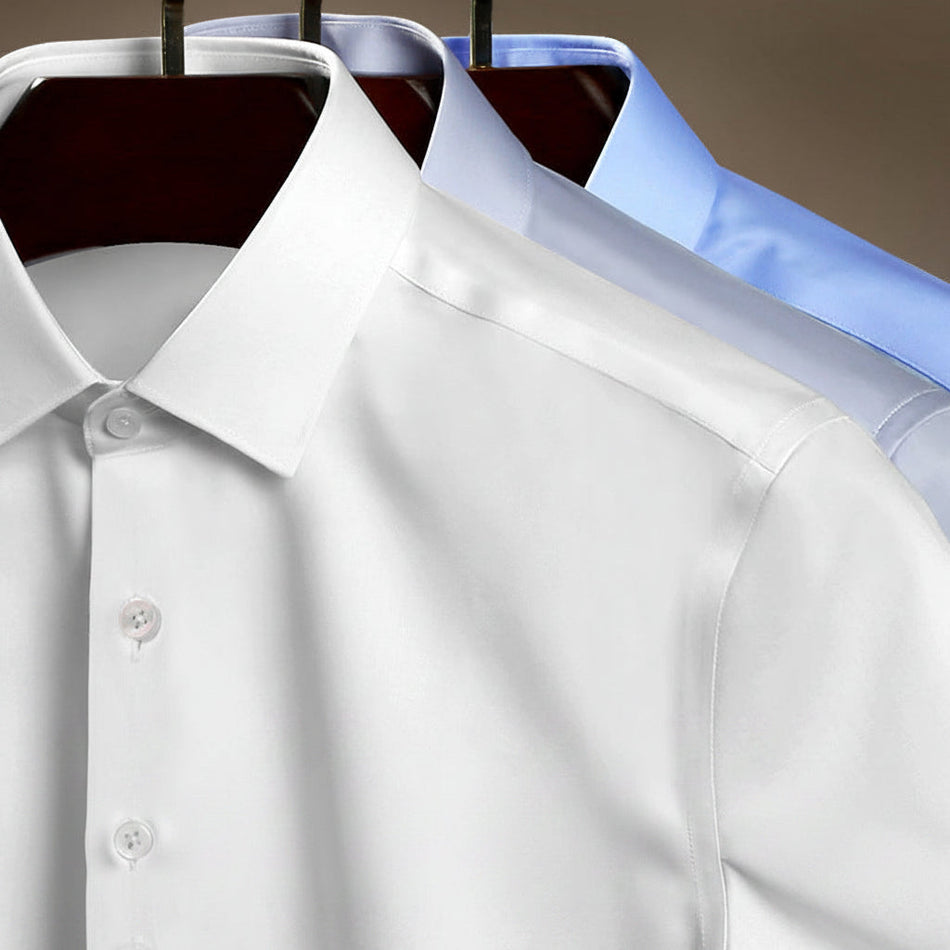 Men's Non-Iron Pure Cotton Business Shirt Long Sleeve Formal Fit