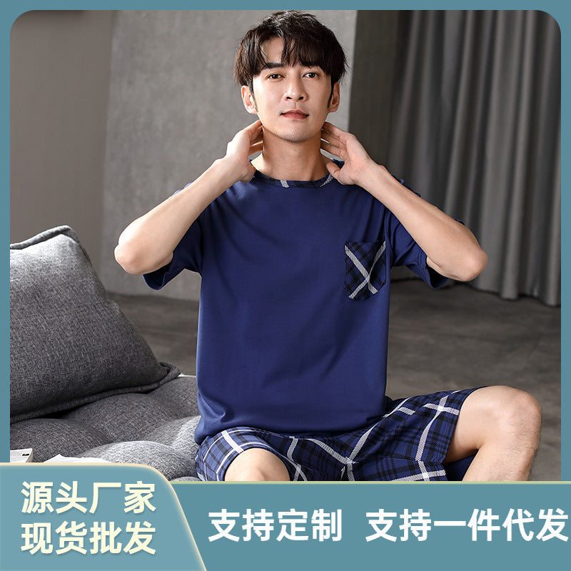 Men's Cotton Short Sleeve Summer Pajama Set